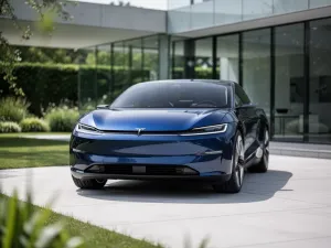 Srebrny Volkswagen Tiguan zaparkowany na malowniczej górskiej drodze podczas złotej godziny.